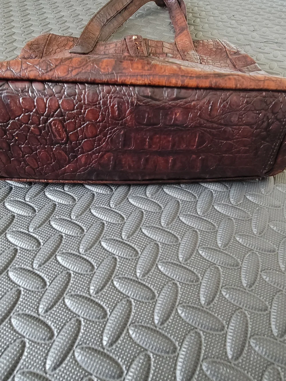 Vintage Joan & David Brown Crocodile-Embossed Leather Tote
